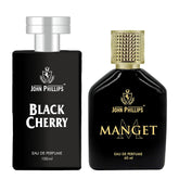 John Phillips  Black Cherry Eau De Perfume 100ml 3.4 Fl.oz. & Manget Eau De Perfume 60ml 2 Fl.oz. | For Men Combo Of 2